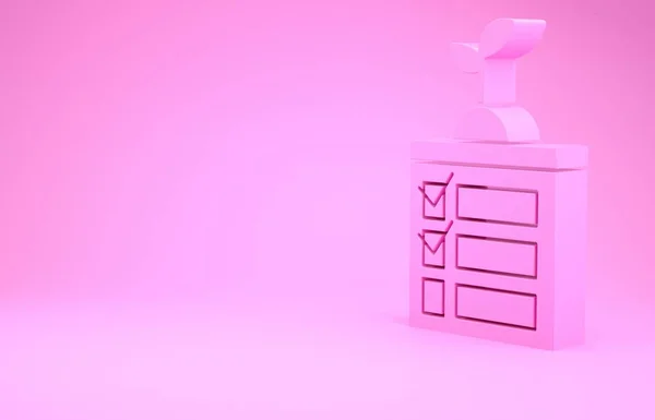 Pink Smart tecnología agrícola - sistema de automatización de granja temporizador en icono de la aplicación aislado sobre fondo rosa. Concepto minimalista. 3D ilustración 3D render — Foto de Stock