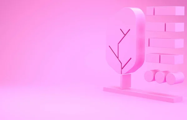 Pink Plant status icon isolated on pink background. Minimalism concept. 3d illustration 3D render