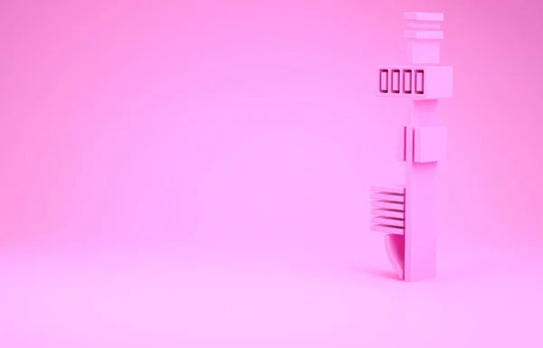 Ροζ αυτόνομο εικονίδιο αισθητήρα απομονωμένο σε ροζ φόντο. Μινιμαλιστική έννοια. 3D απεικόνιση 3d καθιστούν — Φωτογραφία Αρχείου
