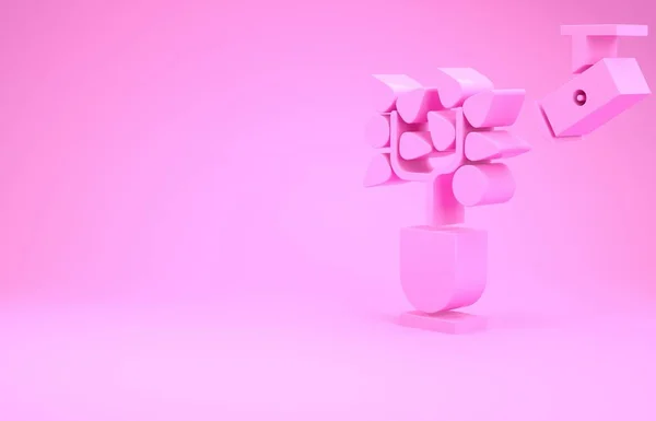 Tecnología agrícola Pink Smart - sistema de automatización agrícola en el icono de la aplicación aislado sobre fondo rosa. Concepto minimalista. 3D ilustración 3D render — Foto de Stock