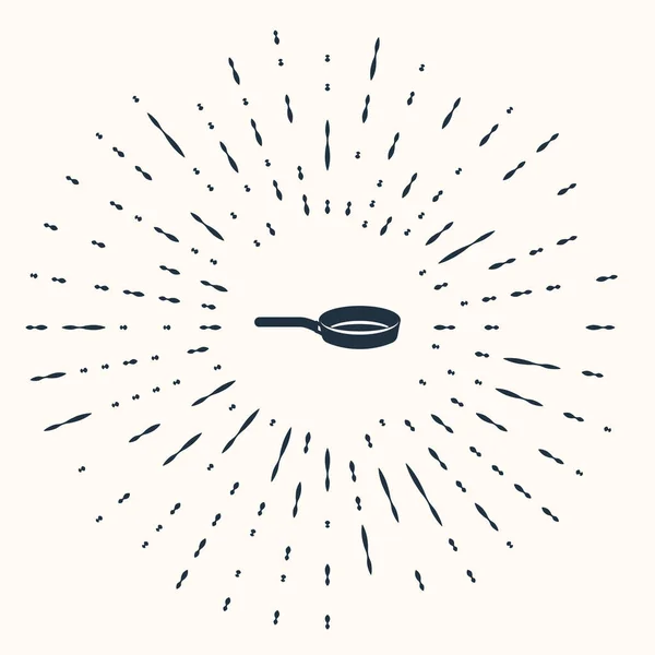 Grijze koekenpan pictogram geïsoleerd op beige achtergrond. Frituur of gebraden voedsel symbool. Abstracte cirkel willekeurige stippen. Vector Illustratie — Stockvector