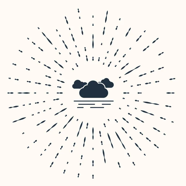 Ícone de nuvem cinza isolado no fundo bege. Pontos aleatórios de círculo abstrato. Ilustração vetorial — Vetor de Stock