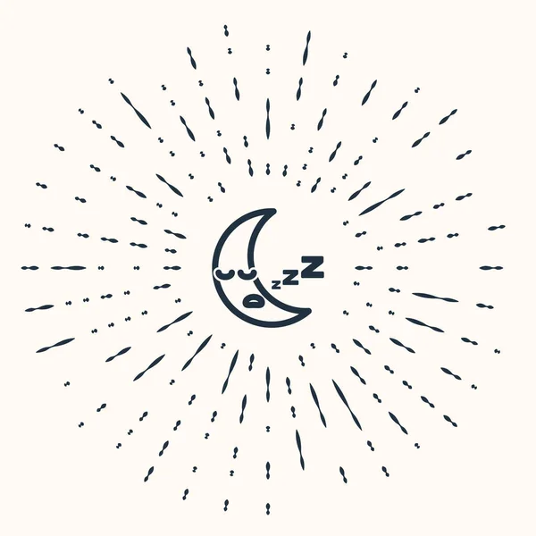 Icono de luna gris aislado sobre fondo beige. Señal de noche nublada. Sueños del sueño símbolo. Señal de la noche o la cama. Puntos aleatorios de círculo abstracto. Ilustración vectorial — Archivo Imágenes Vectoriales