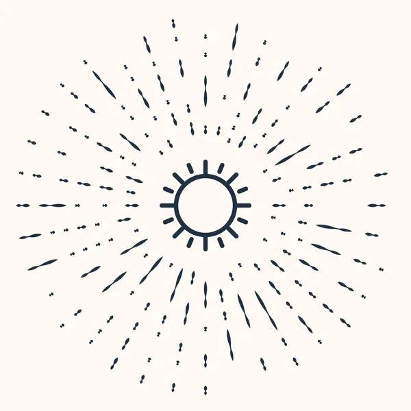 Icono de sol gris aislado sobre fondo beige. Puntos aleatorios de círculo abstracto. Ilustración vectorial — Archivo Imágenes Vectoriales