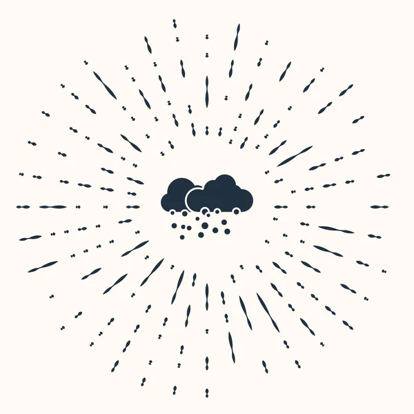 Nube gris con icono de nieve aislado sobre fondo beige. Nube con copos de nieve. Icono de tiempo único. Signo de niebla. Puntos aleatorios de círculo abstracto. Ilustración vectorial — Vector de stock