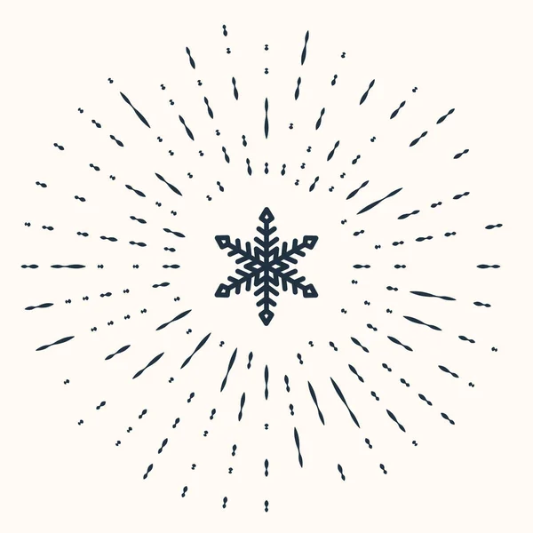 Ícone de floco de neve cinza isolado no fundo bege. Pontos aleatórios de círculo abstrato. Ilustração vetorial — Vetor de Stock