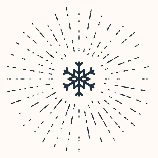 Icono de copo de nieve gris aislado sobre fondo beige. Puntos aleatorios de círculo abstracto. Ilustración vectorial — Archivo Imágenes Vectoriales