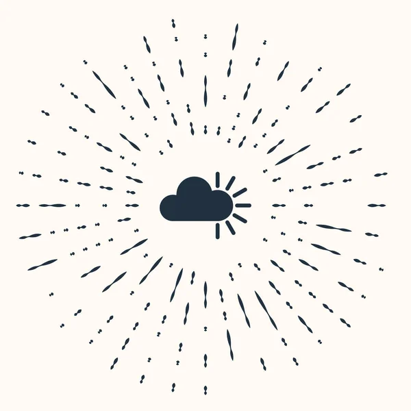 Icône nuageuse grise isolée sur fond beige. Cercle abstrait points aléatoires. Illustration vectorielle — Image vectorielle