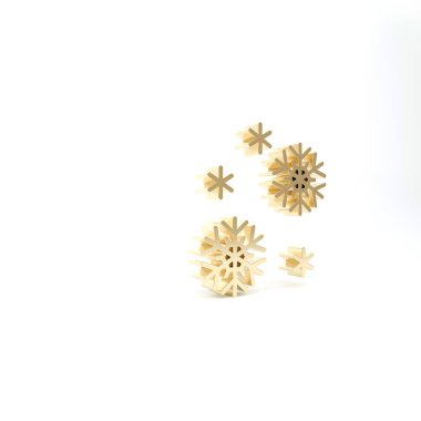 Beyaz arkaplanda altın kar simgesi izole edildi. 3d illüstrasyon 3d canlandırma