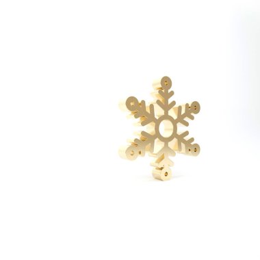 Altın Kar Tanesi simgesi beyaz arkaplanda izole edildi. 3d illüstrasyon 3B canlandırma