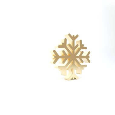 Altın Kar Tanesi simgesi beyaz arkaplanda izole edildi. 3d illüstrasyon 3B canlandırma