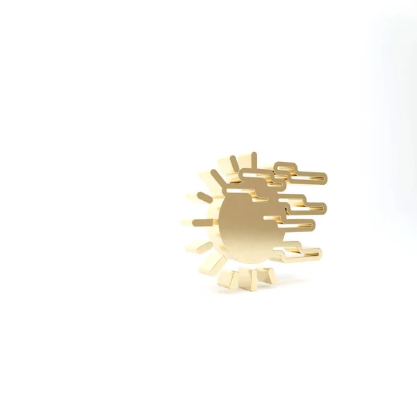 Gold Fog and sun icon isolated on white background. 3d illustration 3D render