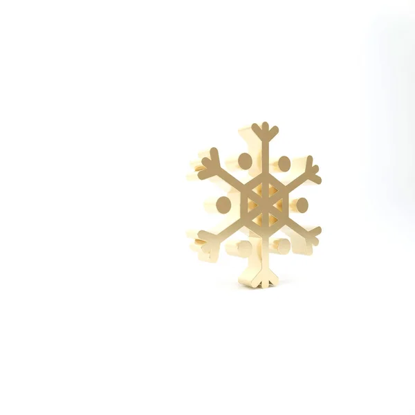 Gold Snowflake εικονίδιο απομονώνονται σε λευκό φόντο. 3d απεικόνιση 3D καθιστούν — Φωτογραφία Αρχείου