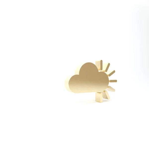 Złota ikona Chmury odizolowana na białym tle. Ilustracja 3d — Zdjęcie stockowe