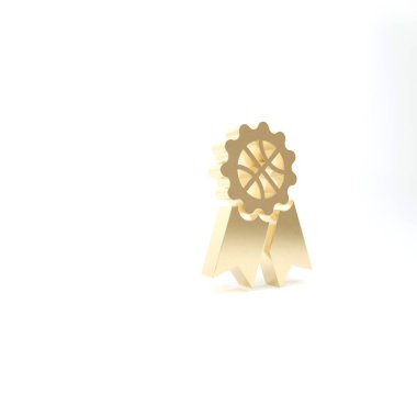 Beyaz arka planda izole edilmiş altın basketbol ödülü ikonu. 3d illüstrasyon 3d canlandırma