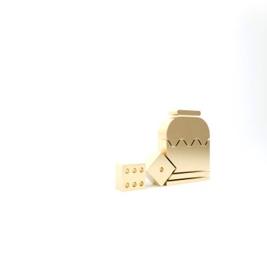 Beyaz arkaplanda izole edilmiş Altın Korsan oyun zar simgesi. Kumarhane kumarı. 3d illüstrasyon 3d canlandırma