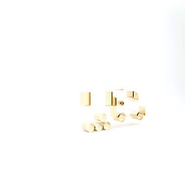 Beyaz arka planda izole edilmiş top gülleleri simgesi olan altın top. Ortaçağ silahları. 3d illüstrasyon 3d canlandırma