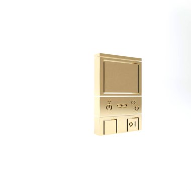 Beyaz arkaplanda Gold Retro oyun makinesi simgesi izole edildi. 3d illüstrasyon 3d canlandırma
