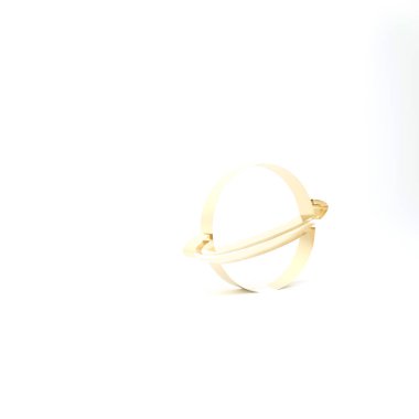 Altın Gezegen Satürn, gezegensel halka sistemi ikonu beyaz arka planda izole edildi. 3d illüstrasyon 3d canlandırma