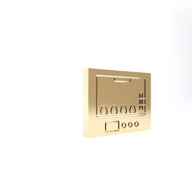 Beyaz arka planda izole edilmiş yumurta ikonu için altın kuluçka makinesi. 3d illüstrasyon 3d canlandırma