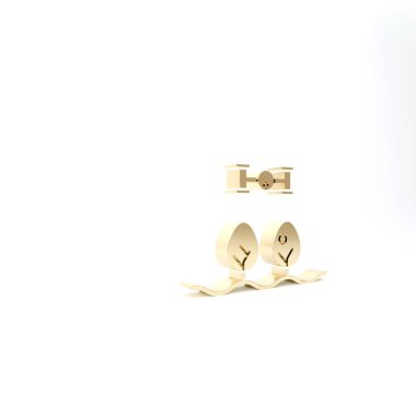 İHA kontrollü Gold Smart çiftliği ve beyaz arka planda izole edilmiş ağaç simgesi. Tarım şirketi için icat teknolojisi. 3d illüstrasyon 3d canlandırma