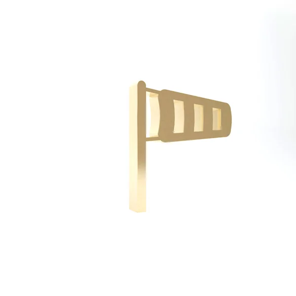 Золотий конус метеорології вітряного флюгера ізольовані на білому тлі. Вітряк вказує напрямок і силу вітру. 3D ілюстрація 3D рендеринга — стокове фото