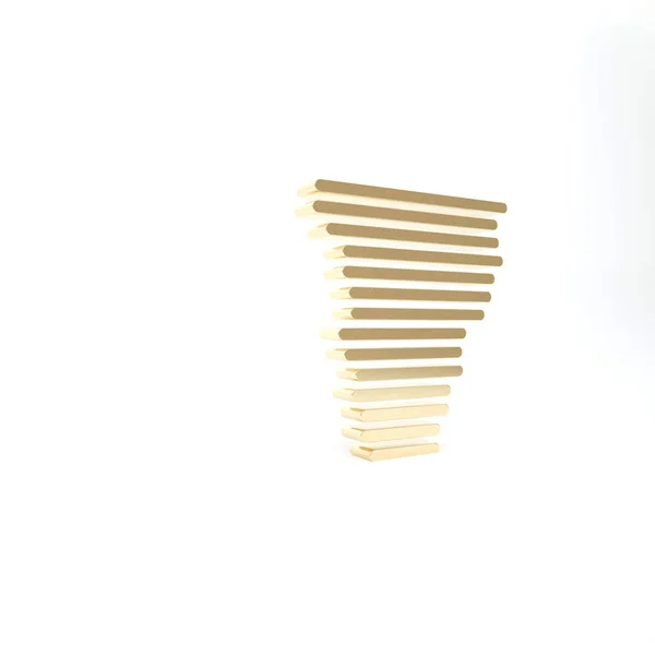 Icône Tornade dorée isolée sur fond blanc. Cyclone, tourbillon, entonnoir de tempête, vent d'ouragan ou icône météo tornade. Illustration 3D rendu 3D — Photo