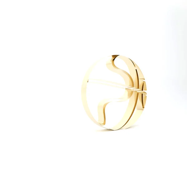 Beyaz arka planda izole edilmiş altın basketbol topu ikonu. Spor sembolü. 3d illüstrasyon 3d canlandırma — Stok fotoğraf