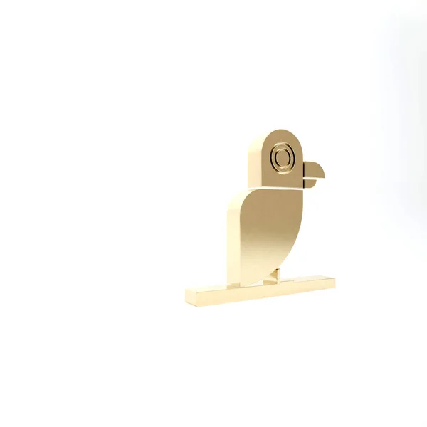 Guld Pirat papegoja ikon isolerad på vit bakgrund. 3D-illustration 3D-återgivning — Stockfoto