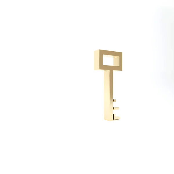 Ícone chave do pirata dourado isolado no fundo branco. 3D ilustração 3D render — Fotografia de Stock