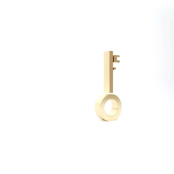 Ikona klucza Gold Pirate odizolowana na białym tle. Ilustracja 3d — Zdjęcie stockowe