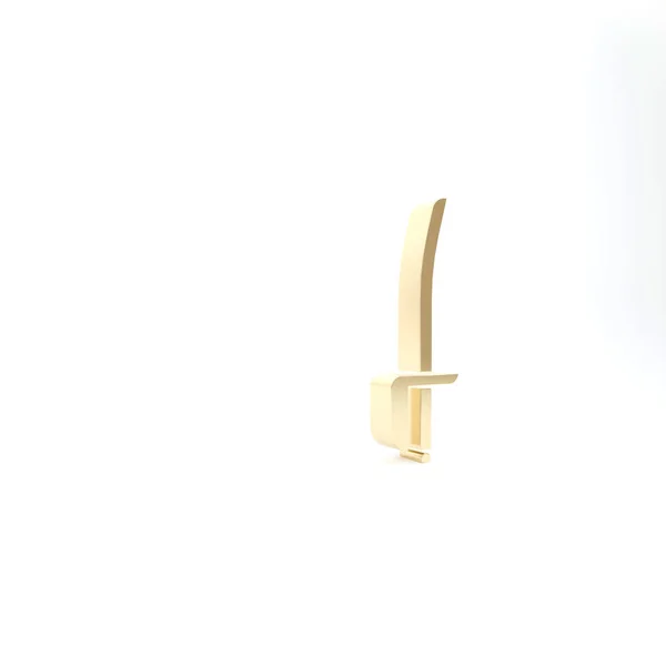 Icono de espada pirata de oro aislado sobre fondo blanco. Signo de sable. 3D ilustración 3D render —  Fotos de Stock