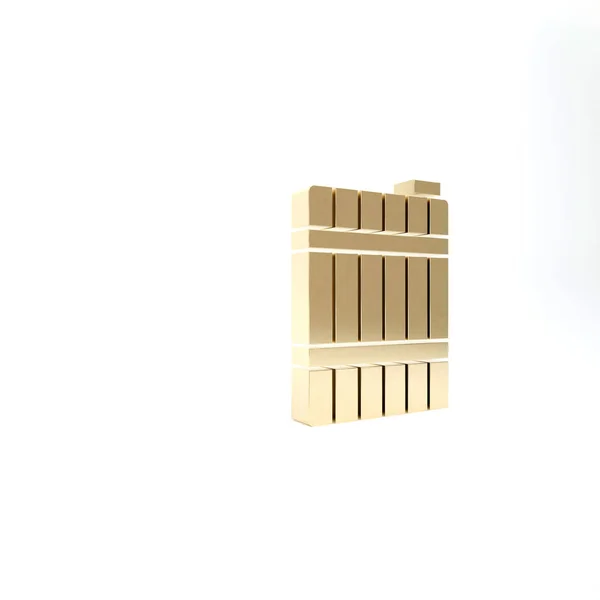 Goldfarbenes Barrel-Symbol auf weißem Hintergrund. Alkoholfass, Getränkebehälter, Holzfass für Bier, Whisky, Wein. 3D Illustration 3D Renderer — Stockfoto