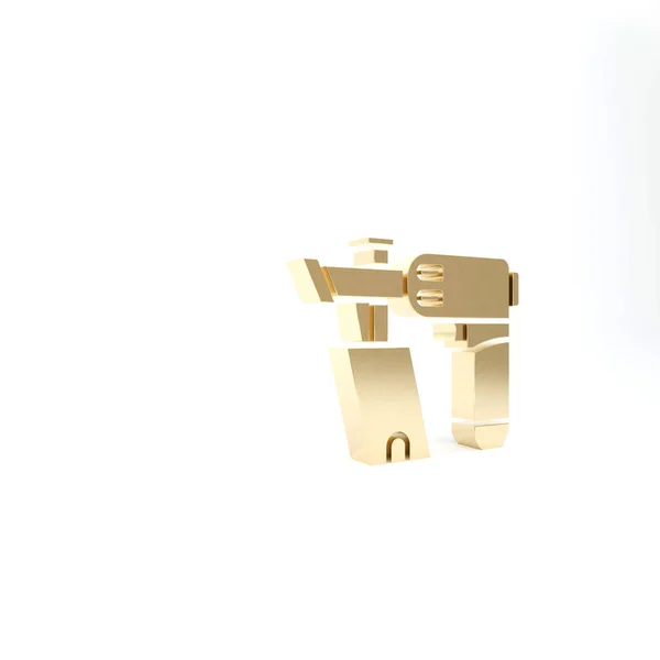 Guld spikpistol ikon isolerad på vit bakgrund. 3D-illustration 3D-återgivning — Stockfoto