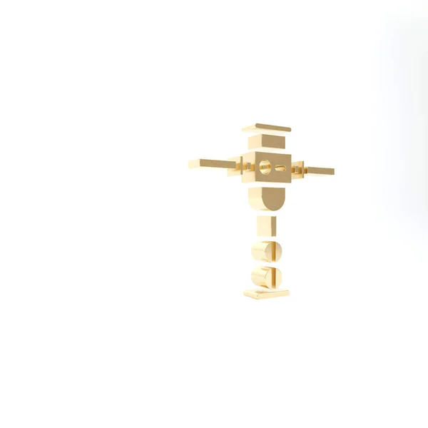 Gold Construction jackhammare ikon isolerad på vit bakgrund. 3D-illustration 3D-återgivning — Stockfoto