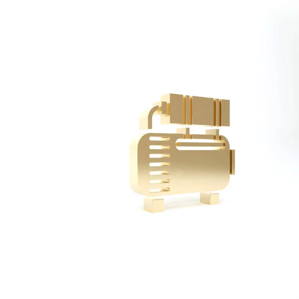Ikona Gold Air kompresoru izolované na bílém pozadí. 3D ilustrace 3D vykreslení — Stock fotografie