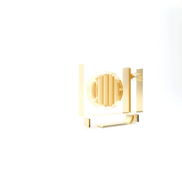 Золотая иконка кондиционера выделена на белом фоне. Сплит система кондиционирования воздуха. Прохладный и холодный климат-контроль. 3D-рендеринг — стоковое фото