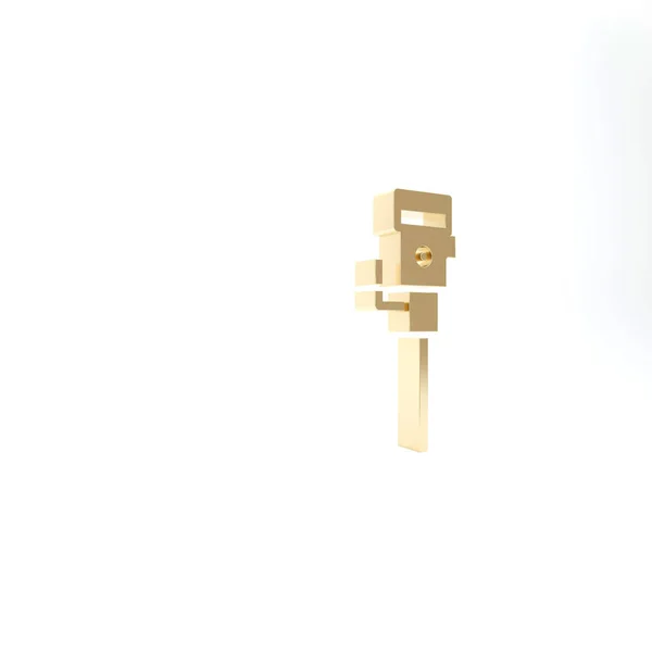 Gold Construction icono de martillo neumático aislado sobre fondo blanco. 3D ilustración 3D render — Foto de Stock