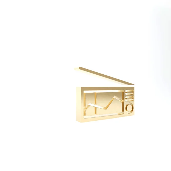 Radio Oro con icono de antena aislado sobre fondo blanco. 3D ilustración 3D render — Foto de Stock