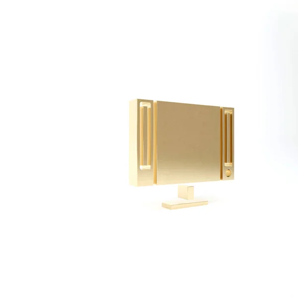 Gold Smart Tv pictogram geïsoleerd op witte achtergrond. Televisieteken. 3d illustratie 3D renderen — Stockfoto