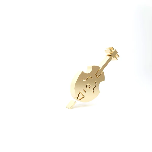 Icono de violín dorado aislado sobre fondo blanco. Instrumento musical. 3D ilustración 3D render —  Fotos de Stock
