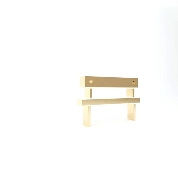 Gold Bench icon isolated on white background. 3d illustration 3D render — ストック写真