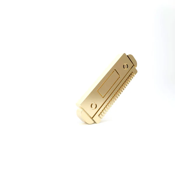 Złota ikona Harmoniki odizolowana na białym tle. Instrumenty muzyczne. Ilustracja 3d — Zdjęcie stockowe