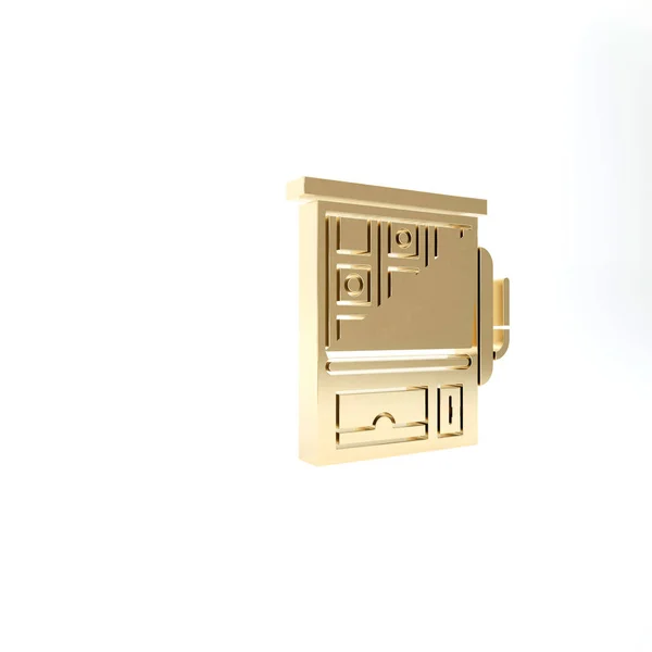 Gold Slot icona della macchina isolato su sfondo bianco. Illustrazione 3d rendering 3D — Foto Stock