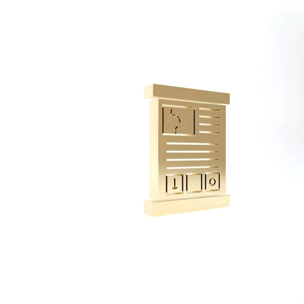 Gold Game Guide Symbol isoliert auf weißem Hintergrund. Bedienungsanleitung, Anleitung, Ratgeber, Handbuch. 3D Illustration 3D Renderer — Stockfoto