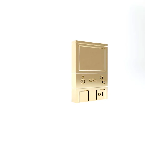 Gold Retro herní automat ikona izolované na bílém pozadí. 3D ilustrace 3D vykreslení — Stock fotografie