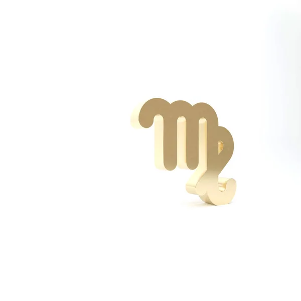 Zlatá panna znamení zvěrokruhu ikona izolované na bílém pozadí. Astrologická sbírka horoskopů. 3D ilustrace 3D vykreslení — Stock fotografie