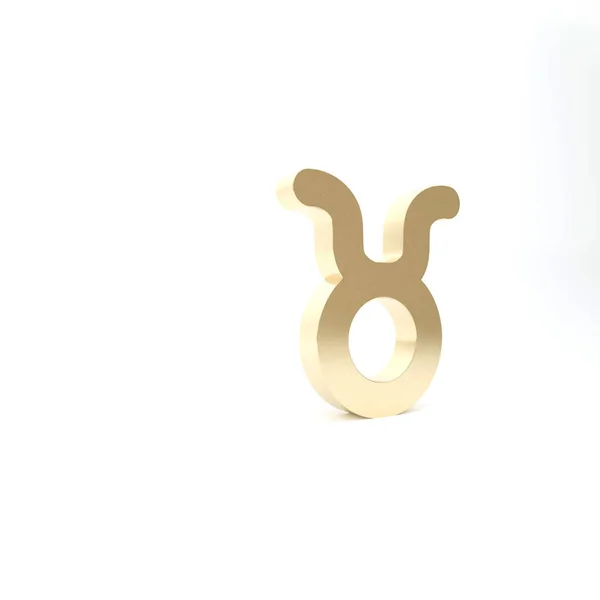 Złota ikona znaku zodiaku Taurus na białym tle. Astrologiczna kolekcja horoskopów. Ilustracja 3d — Zdjęcie stockowe