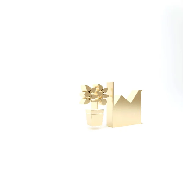 Arany Virág statisztika ikon elszigetelt fehér háttér. 3d illusztráció 3d render — Stock Fotó