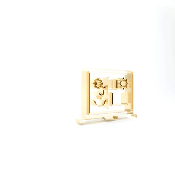 Tecnologia Gold Smart farming - icona del sistema di automazione aziendale isolata su sfondo bianco. Illustrazione 3d rendering 3D — Foto Stock